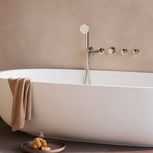 Pomme de douche de plafond Acquafit de la série Flora, motif des buses vu d’en dessous