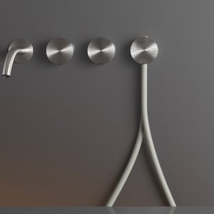 Robinetterie design Giotto en acier inoxydable satiné