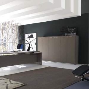 Bureau directorial Athos en Brun Foncé avec caisson laqué Moka