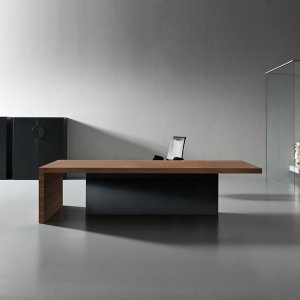 Plateau épais du bureau Kyo en placage noyer