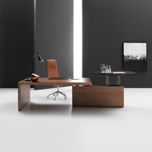 Table de réunion Kyo en chêne tabac avec flip top
