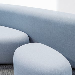 Les deux poufs Lisse réunis, le small et le moyen, vus de dessus