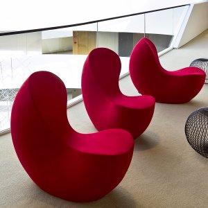 Fauteuil d’attente Nautile de face, étroit et haut de 90 cm
