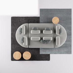 Dossier libre rembourré de 65 cm posé sur une assise Node+