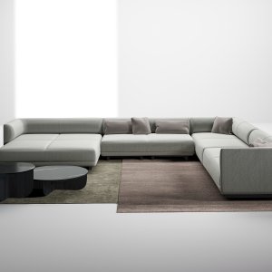 Coussins supplémentaires 55 × 30 et 70 × 30 sur un canapé Node+