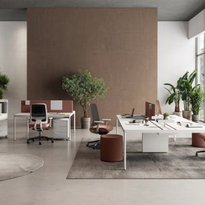 Table de réunion Fil Rouge sur roues gommées avec frein