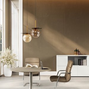 Bureau de direction complet avec le système Iulio : bureau, table de réunion et mur de rangement