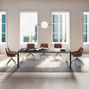 Table de réunion rectangulaire Iulio avec trappe flip-top assortie au plateau