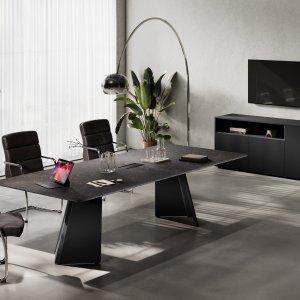 Voile de fond galbé du bureau Monolith en 3d-foil sur tôle Terracotta