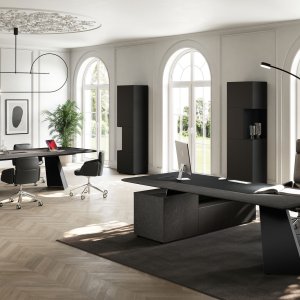 Niche ouverte en 3d-foil Olmo Grey dans les rangements modulaires Monolith