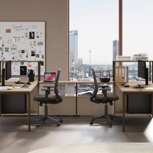 Plateau de flex office parisien équipé de postes Sigma de Las Mobili