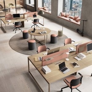 Bureau opératif simple Sigma avec plateau blanc et pieds carrés noir mat