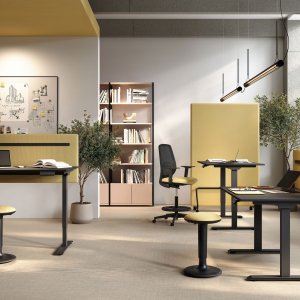 Pied en T télescopique 90 x 60 mm du bureau UP en blanc