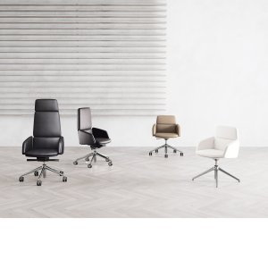 Fauteuil visiteur Lead sur base pyramidale en aluminium à 4 bras