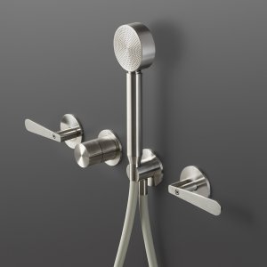 Ensemble trois trous Lutezia à bec pivotant en acier satiné, Cea Design