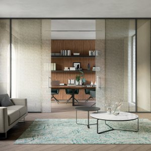 Salle de réunion délimitée par des cloisons vitrées Quadrifoglio