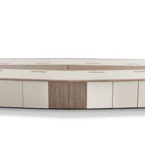Plateau en cuir avec partie centrale en essence