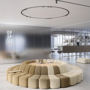 Réception d'entreprise avec assises Array de mdf italia