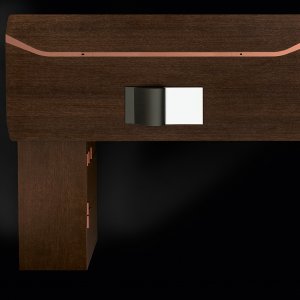 Insert de cuir cousu sur le plateau du bureau Metar