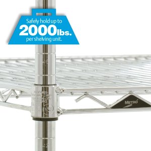 Étagère en fil d'acier chromé Super Erecta de Metro avec tablettes réglables