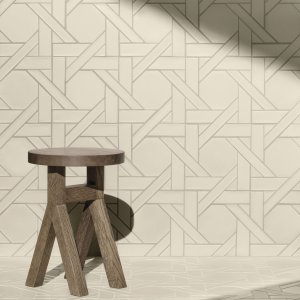 Mosaique Weaving de Mutina au motif entrelace Ba Leng en blanc