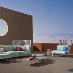Fauteuil Buddyhub de Pedrali avec panneau absorbant