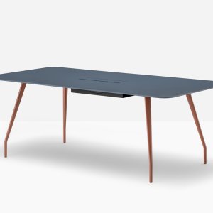 Table de réunion Rizz 340 par 110 à plateau Fenix noir sur structure thermolaquée