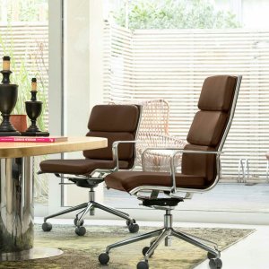 Fauteuils de direction : The Season Slim à surpiqûres horizontales sur cadre chromé