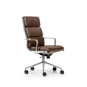Fauteuil de direction The Season Comfort de Quinti en cuir noir, dossier haut sur roulettes