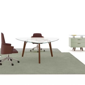 Bureau Rail en chêne tabac avec traverses sombres
