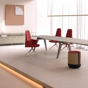 Bureau Rail avec plateau en verre trempé et étagère intégrée