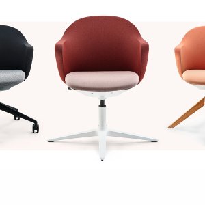 Siège pivotant se:flair de Sedus avec membrane bouclé ambre sur piètement aluminium blanc pur