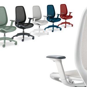 se:air Sedus vert sauge de profil avec accoudoirs 4D et piètement assorti