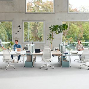 se:air blanc pur avec résille gris argent : cadre, piètement et roulettes d'une seule couleur