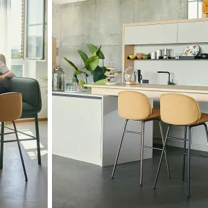 Chaise en frêne massif se:café wooden chair à assise cannée