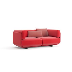 Version bimatière du canapé Shaal, coque et coussins contrastés