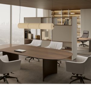 Composition avec bureau et meuble de retour