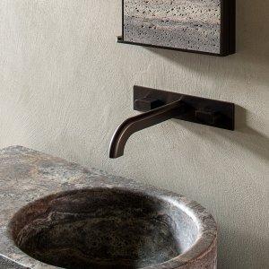 Vasque monolithique Sixty en marbre Travertin Titanium