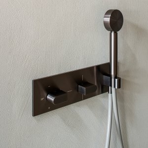 Groupe thermostatique bain douche Sixty en acier