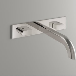 Robinetterie design Sixty de CEA Design en Black Ivory avec vasque en marbre