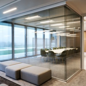 Cloison de bureau W80 de Tecno dans un plateau parisien