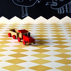 Motif Runner de Tex sur trame en blanc et jaune