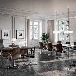 Piètement acier gris ombre du bureau Quadrifoglio