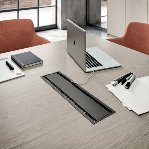 Façade lisse en ébène rayé du bureau de direction