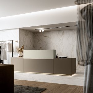 Banque d'accueil Z1 dans un hall d'hôtel