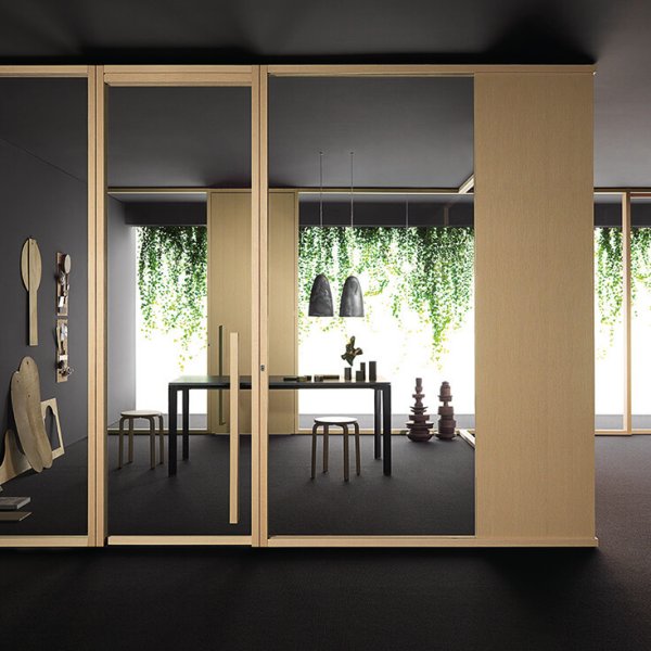 Bureau avec cloisons vitrées design Citterio