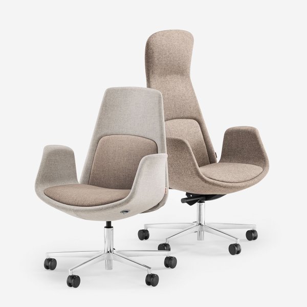 Fauteuils Milani habillés de tissus recyclés dans un bureau parisien