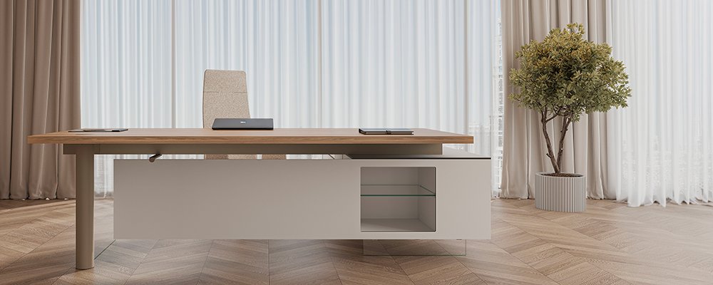 Bureau avec retour et crédence