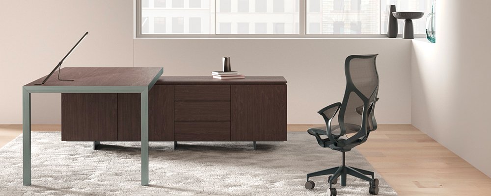Bureau avec retour et crédence