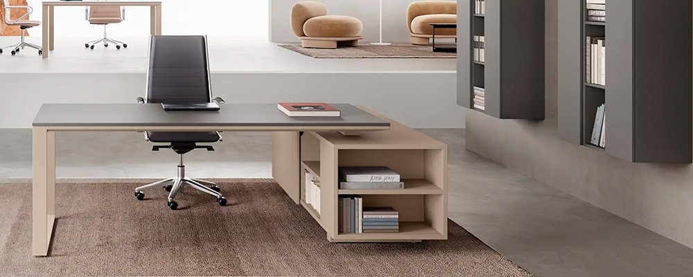 Bureau avec retour et crédence